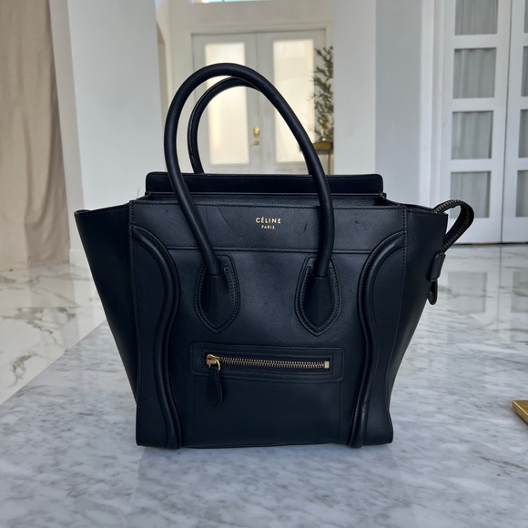Celine Navy Blue Leather Satchel - Picture 1 of 7
